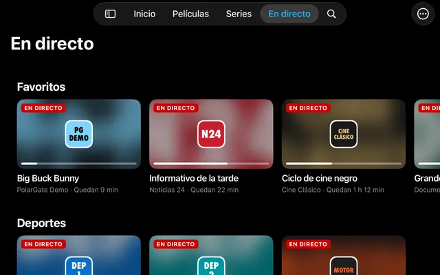 La tele en directo en el Mac, con los canales de la lista por grupos